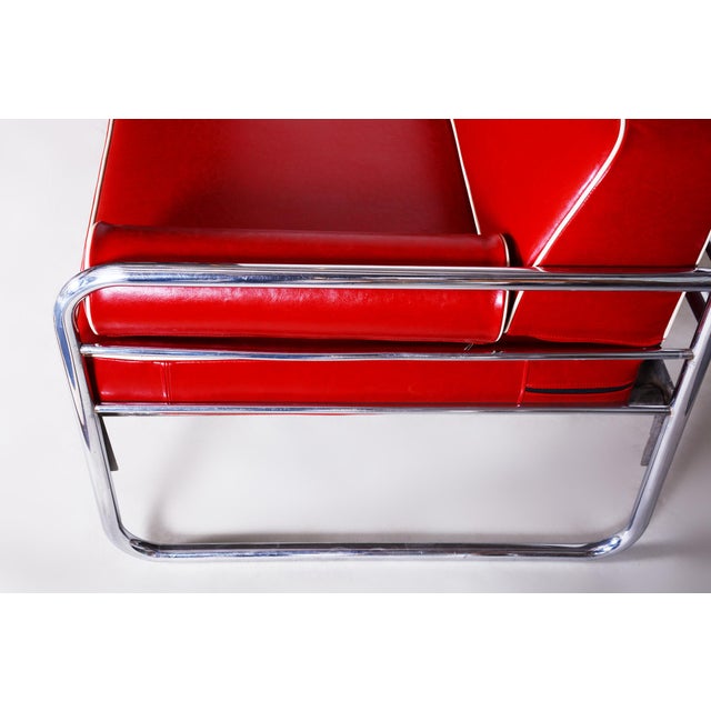Bauhaus Sofa in Chrome and Leather attributed to Hynek Gottwald, Czech, 1930s For Sale - Image 6 of 12