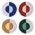 Misette Bauhaus Embroidered Linen Coasters in Multicolor, Set of 4 For Sale