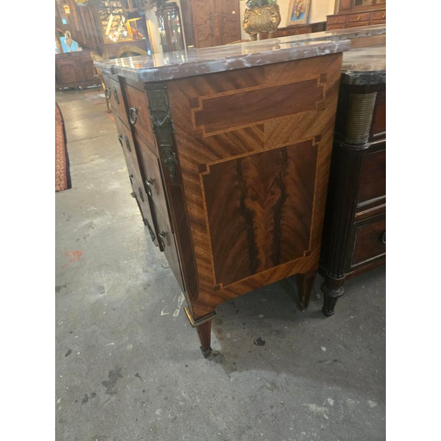 French French Louis XVI–Style Marble-Top Commode, Early 20th Century For Sale - Image 3 of 10