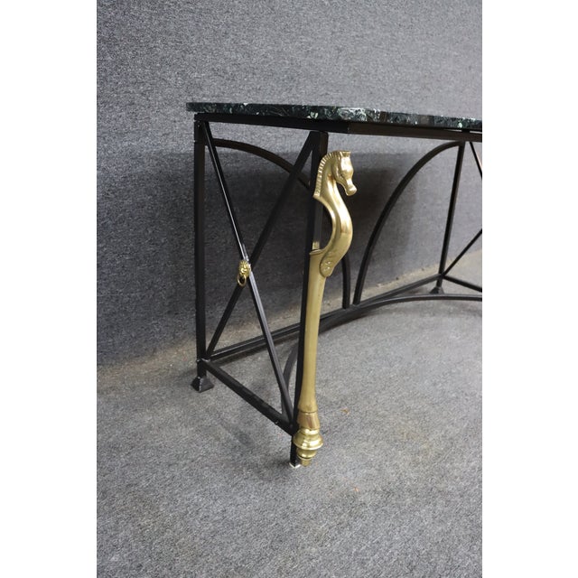 Maison Charles Style Brass Seahorse Console Table With Verdi Marble Top For Sale - Image 15 of 15