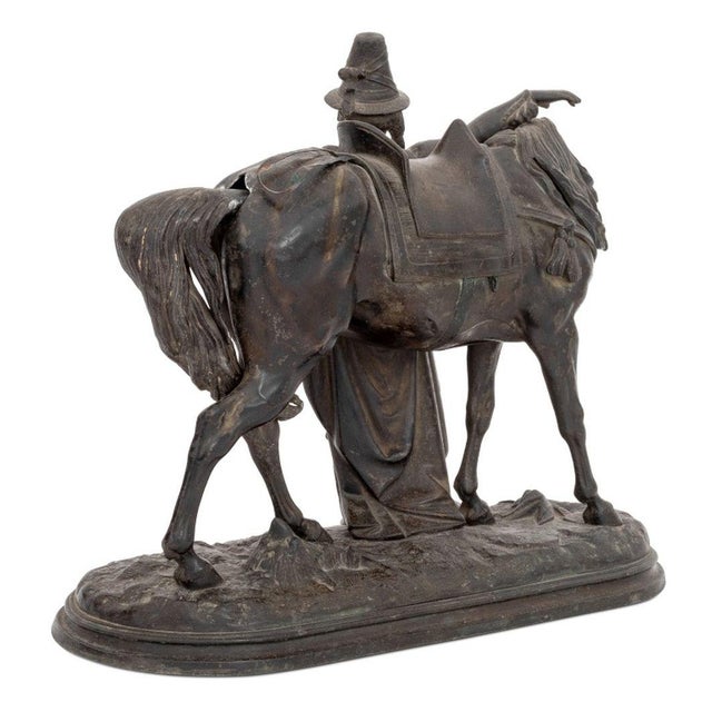 French Cavalier & Mount Patinated Metal Sculpture For Sale - Image 4 of 6