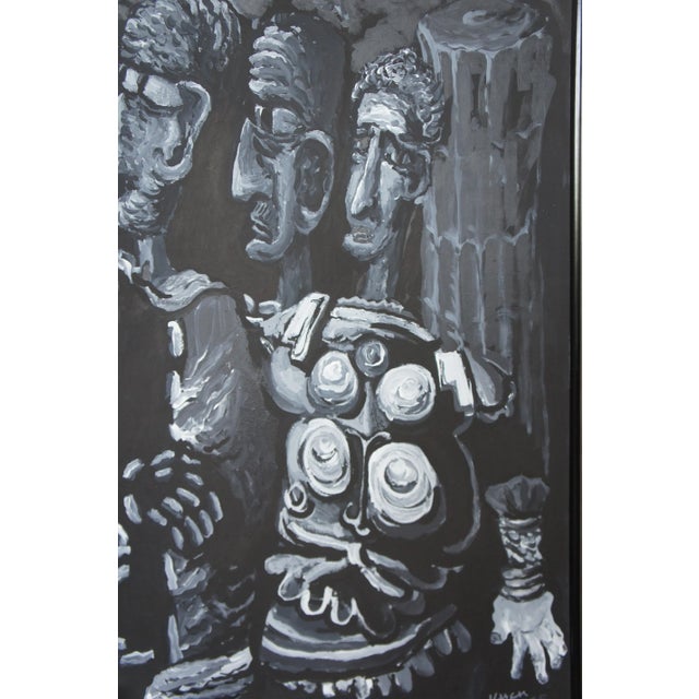 1980s The Senate Tom Keesee Black & White Expressionist Acrylic Painting For Sale - Image 11 of 13