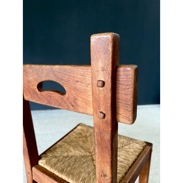 Brutalist Rustic Oak and Rush Dining Chair Set, Belgium, 1960s, Set of 6 For Sale - Image 18 of 18