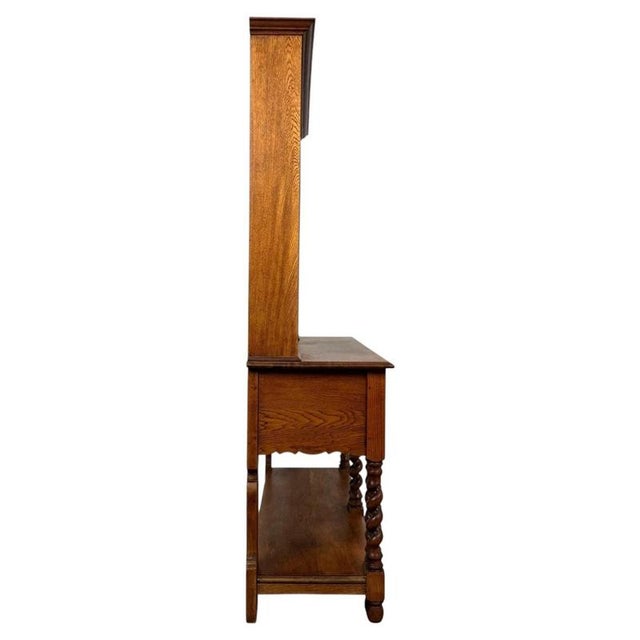 Wood Antique Early 20th Century English Barley-Twist Golden Oak Dresser For Sale - Image 7 of 13