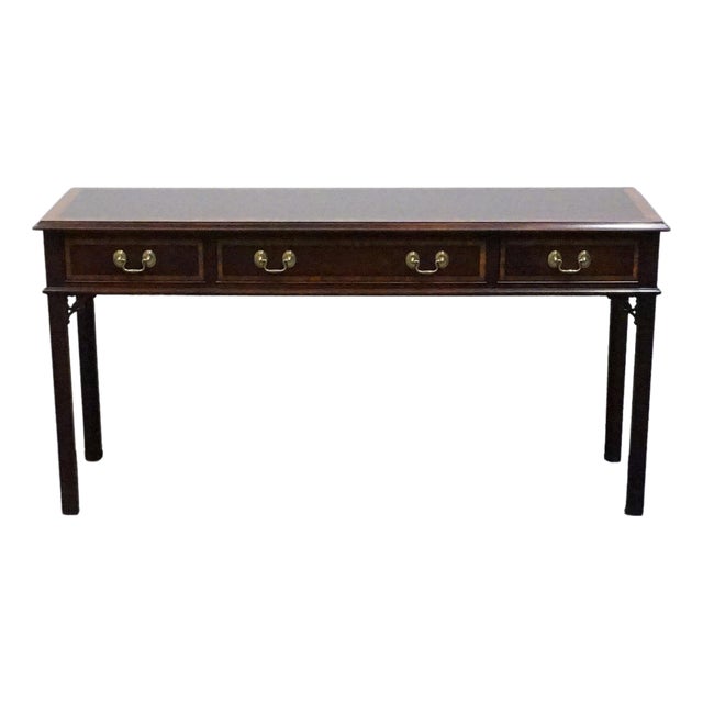 Pennsylvania House Banded Mahogany Traditional Chippendale Style 54" Accent Console Sofa Table 13-1509 For Sale