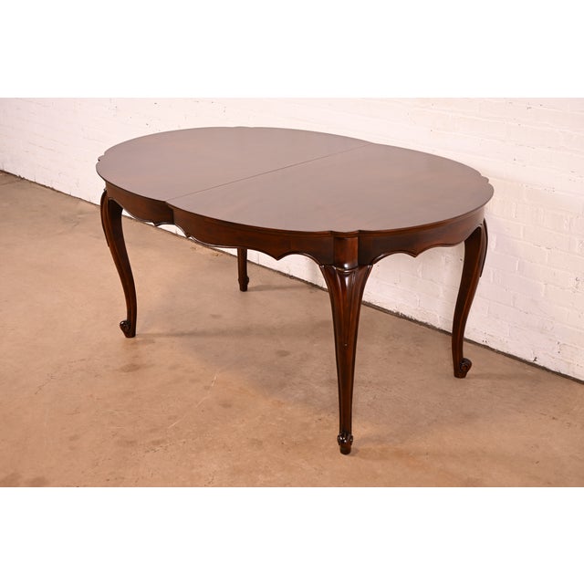 Wood Baker Furniture Style French Provincial Louis XV Carved Cherry Wood Extension Dining Table | Newly Refinished For Sale - Image 7 of 17