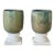Large Green Drip Glaze Ceramic Planters on Cast Stone Pedestals-Pair For Sale