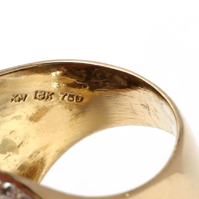 1990s 22ctw Pink Tourmaline Diamond Gem-Set Cabochon Cocktail Ring, 18k Yellow Gold, Size 6.5 For Sale In Greensboro - Image 6 of 6