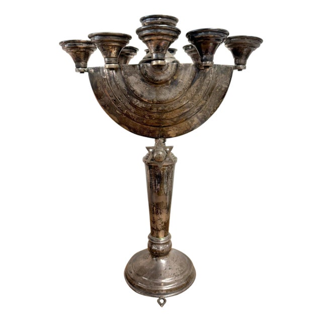 Early 20th Century Silver Plated Menorah For Sale