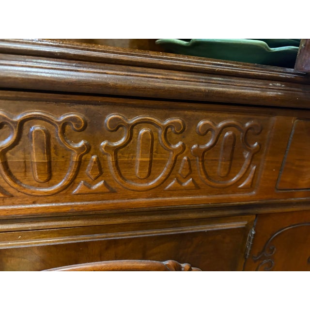 Vintage Carved Wood Display Cabinet / China Cabinet For Sale In Seattle - Image 6 of 7