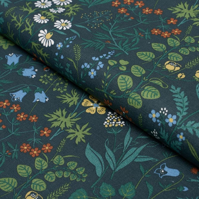 Borastapeter Boråstapeter Flora Fabric In Spruce For Sale - Image 4 of 5