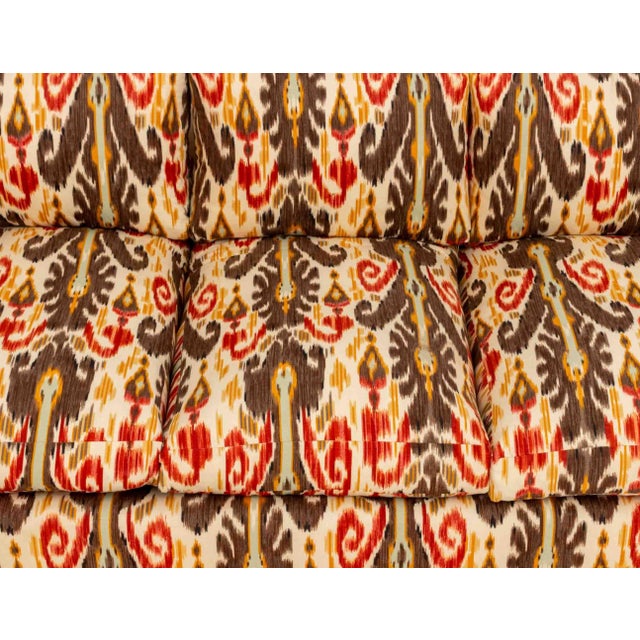 Modern Ikat Fabric Upholstered Three-Seat Sofa For Sale In New York - Image 6 of 10