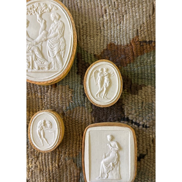 Metal Antique Italian Grand Tour Plaster Intaglios - Set of 7 (Group #7) For Sale - Image 7 of 12