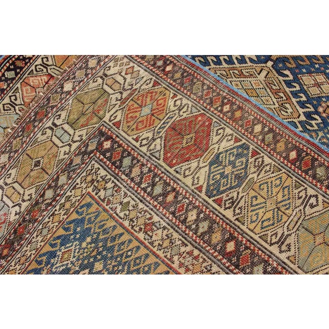 Antique 19th Century Caucasian Shirvan Rug With Medallions in Teal Blue Background and Multi Colors For Sale - Image 11 of 12