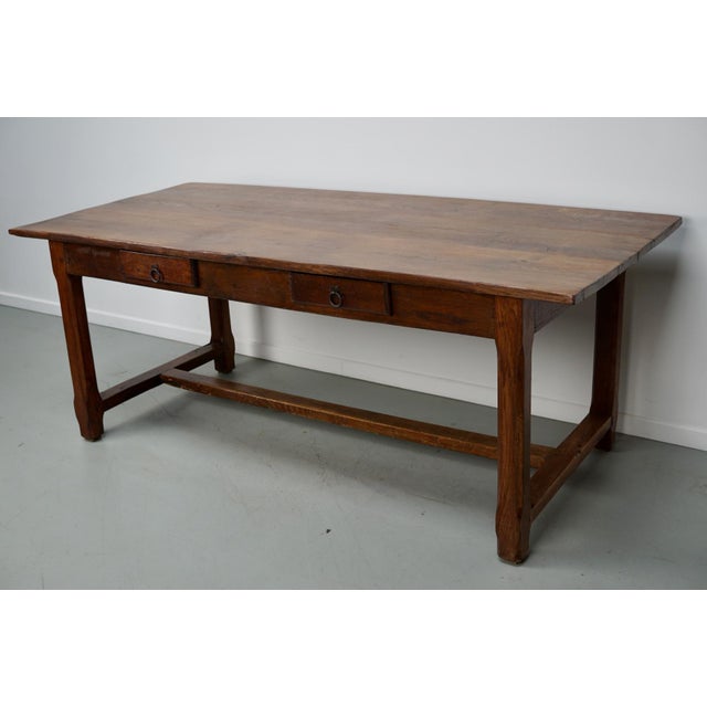 Early 20th Century French Rustic Oak & Elm Farmhouse Dining Table, 1890s For Sale - Image 6 of 18