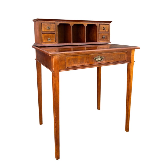 French Louis XVI Style Writing Desk with Gallery, 1930s For Sale - Image 11 of 11