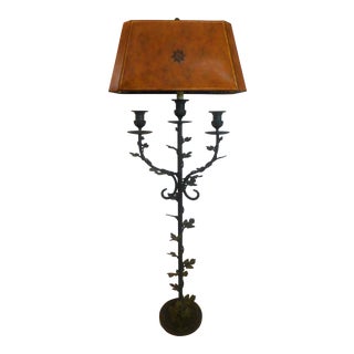 Late 20th Century Maitland Smith Wrought Iron Verdigris Floor Lamp For Sale