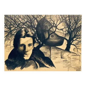 1980s Dean Huey Portrait of Man in Landscape