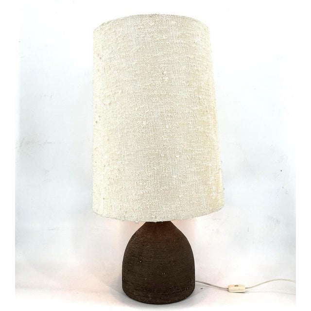 Large Ceramic Table Lamp or Floor Lamp with Original Fabric Shade from Krö, 1960s For Sale - Image 9 of 11