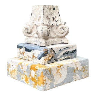 Vintage Scagliola Artisan Plaster Totem For Sale