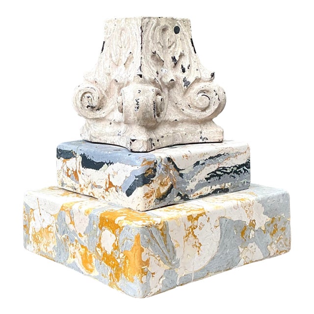 Vintage Scagliola Artisan Plaster Totem For Sale