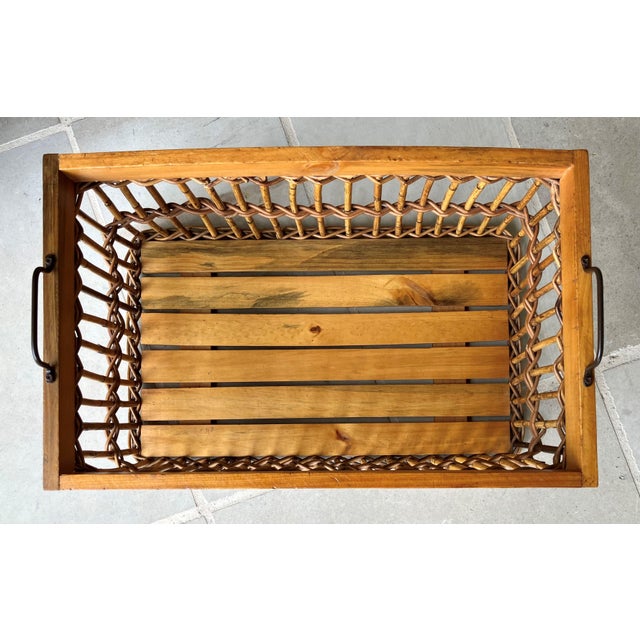 Wood Circa 1980 Chic Jackfruit Wood & Rattan Catchall / Storage “Crate” Basket, Indonesia For Sale - Image 7 of 13