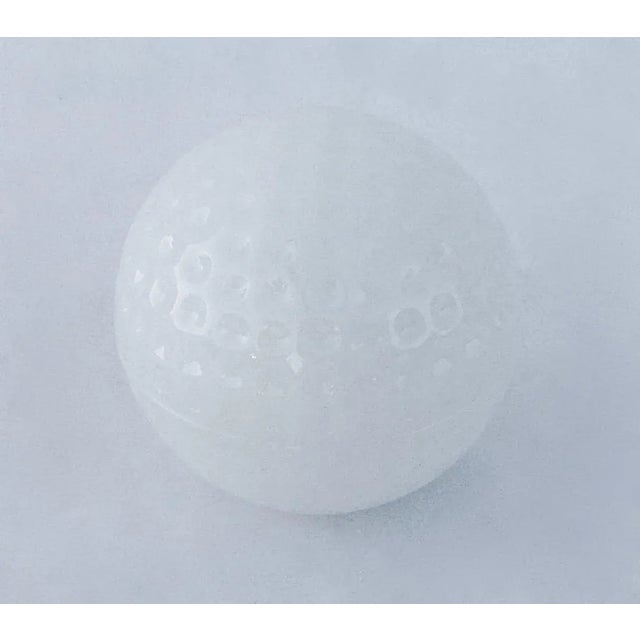 Glass Vintage C.1950's Anchor Hocking Milk Glass Lidded Golf Ball-Shaped Decorative Object/Container For Sale - Image 7 of 8