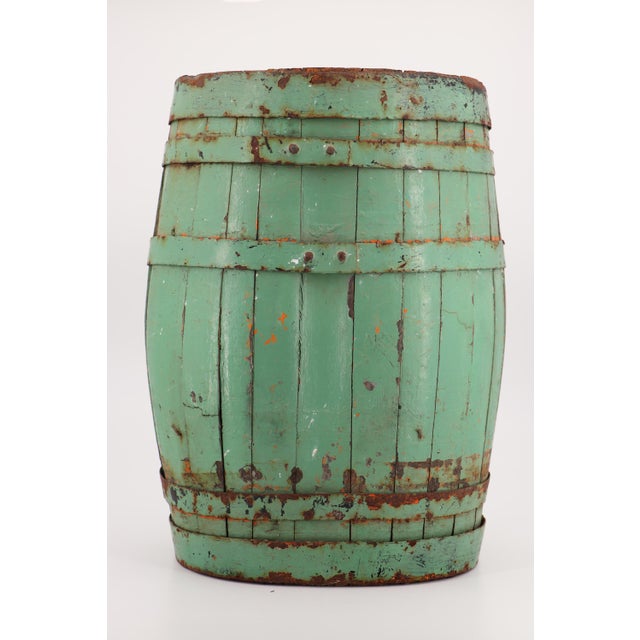 Metal 18th Century Antique Wine Barrel, Marked Lisboa For Sale - Image 7 of 13