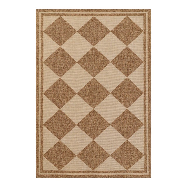 Erin Gates by Momeni Saybrook Diamond Natural Indoor/Outdoor Area Rug 2'7" X 7'6" Runner For Sale