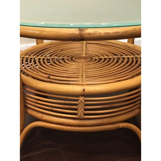 Vintage Round Bamboo Table Chairish