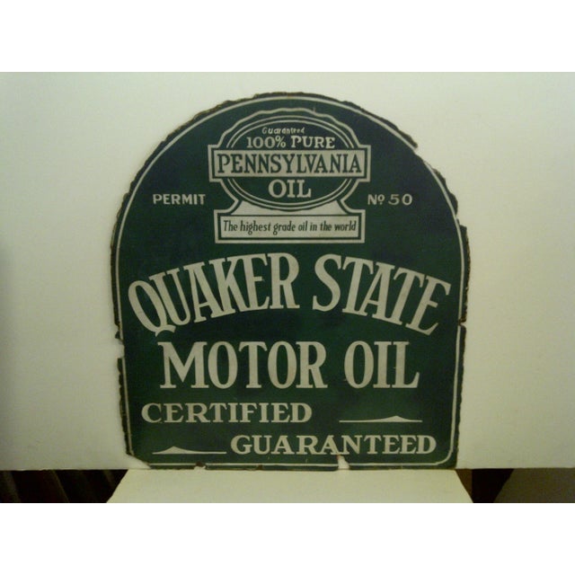 Vintage Porcelain Advertising Sign "Quaker State Motor Oil" Circa