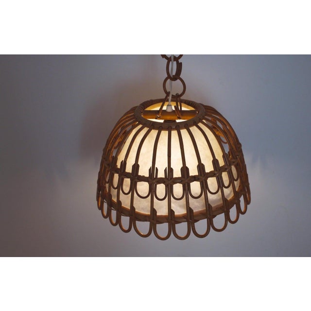 Vintage Rattan Bell Pendant Lamp, 1950s For Sale - Image 15 of 18