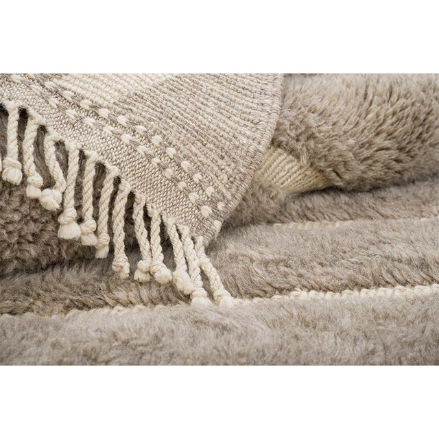 Hand-Knotted Wool Rug in Light Taupe and Ivory by Azele Studio For Sale - Image 6 of 9