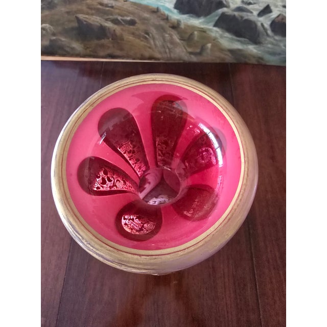 Art Nouveau Antique Moser Bohemian Glass Museum Gilded Vase For Sale - Image 3 of 12