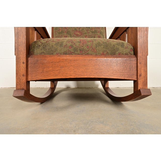 Brown L. & J. G. Stickley Mission Oak Arts & Crafts Rocking Chair For Sale - Image 8 of 14