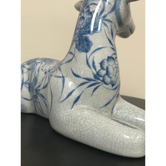 Late 20th Century Thai Blue and White Ceramic Deer For Sale - Image 16 of 18