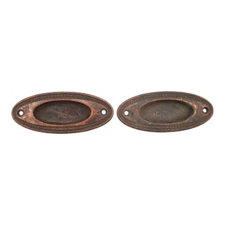 Pair of 3.75 In. Brass Oval Window Sash Lifts For Sale