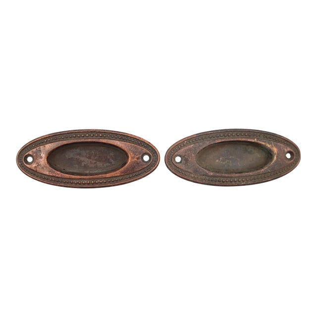 Pair of 3.75 In. Brass Oval Window Sash Lifts For Sale