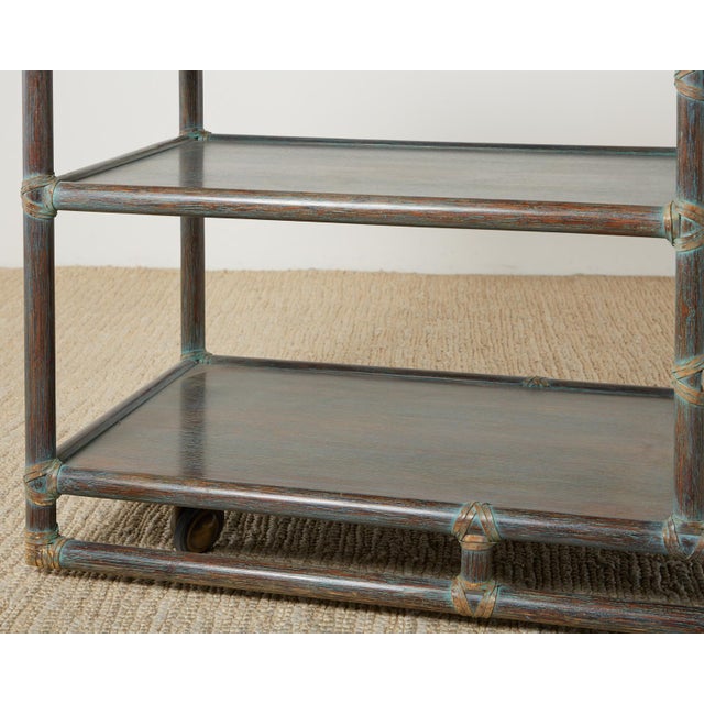 McGuire Cerused Rattan Oak Bar Cart Server Buffet Chairish