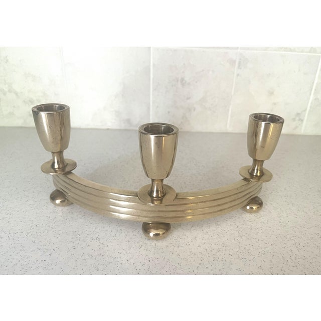1930s Art Decor Dirilyte Bronze/Brass Curved Candleholder - 1930's-1940's For Sale - Image 5 of 10