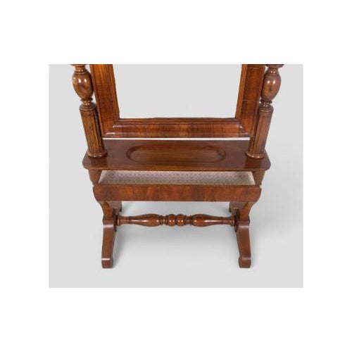 Wood Floor Mirror in Walnut Wood with Carved Frame For Sale - Image 7 of 9