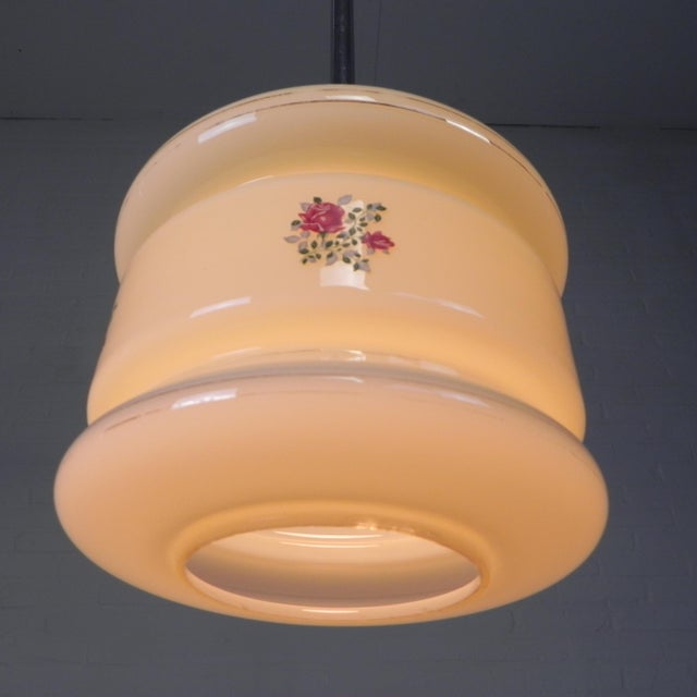 Beige Art Deco Pendant Lamp with Marbled Glass Shade, 1930s For Sale - Image 8 of 15