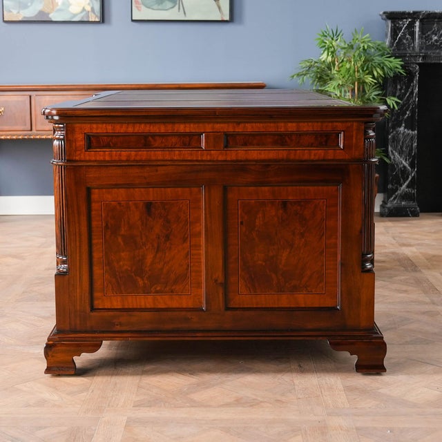 Banded Mahogany Partners Desk For Sale - Image 6 of 18