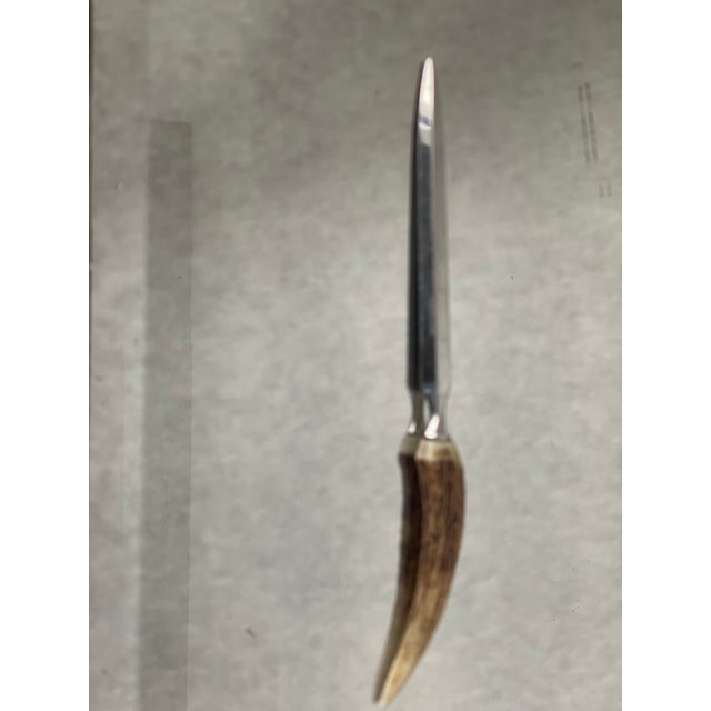 Shabby Chic Antique Stainless Steel Letter Opener With Horn Handle For Sale - Image 3 of 3