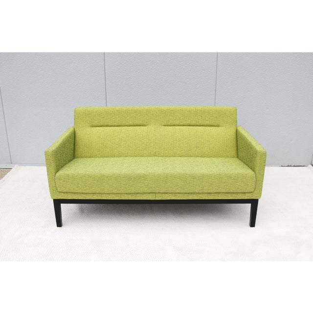 Light Green Mid-Century Style Passerelle Upholstered 2-Seat Lounge Sofas by Coalesse, a Pair For Sale - Image 8 of 18