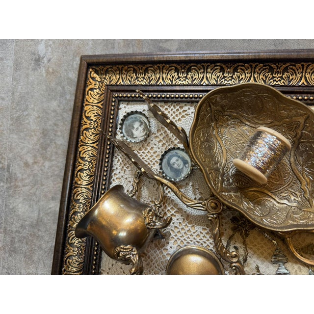 Vintage Framed Brass Assemblage Wall Decor For Sale - Image 14 of 16