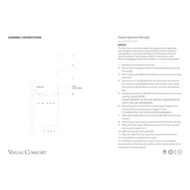 2020s Chapman & Myers for Visual Comfort Signature Cawdor Stanchion Wall Light in Aged Iron with Linen Shade For Sale - Image 5 of 5