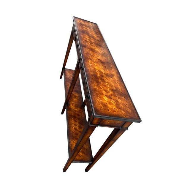 1990s 1990s Theodore Alexander Nice Parquet Brass Trim Console Table For Sale - Image 5 of 17