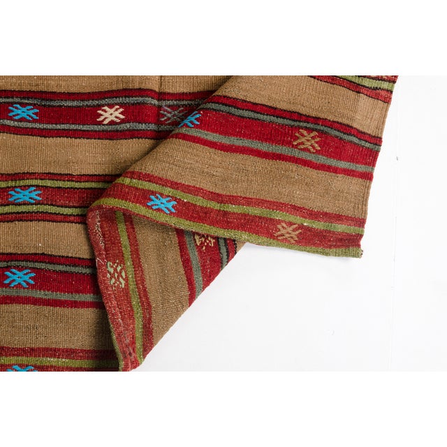 1960s Handwoven Striped Tribal Rug With Small Motifs For Sale - Image 10 of 10