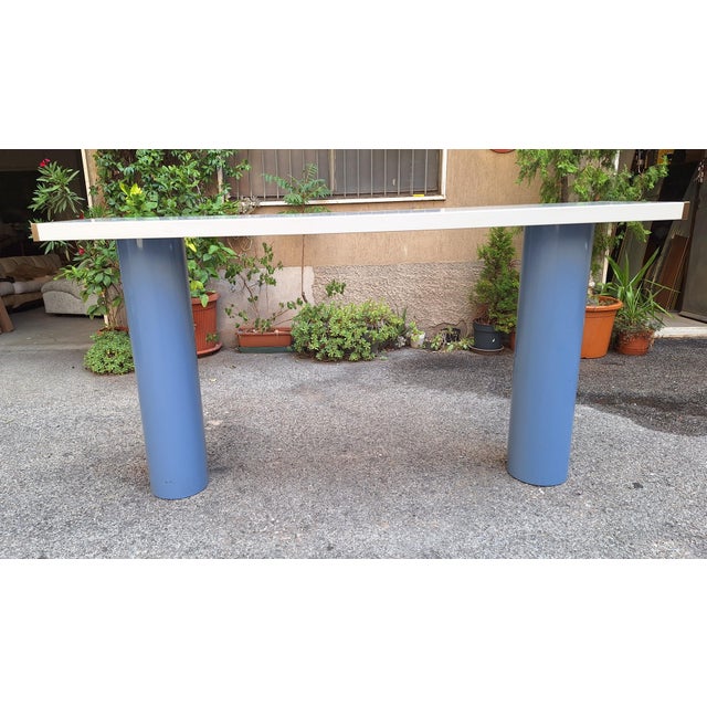 Console in White Lacquer with Cylindrical Plastic Legs by Tresoldi Salvati, 1980s For Sale - Image 3 of 9